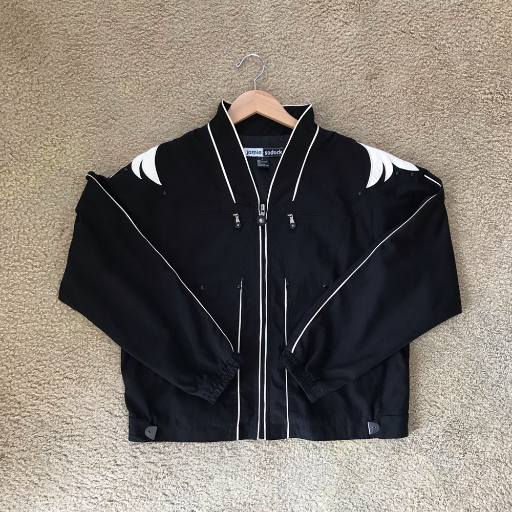 Jamie Sadock Black & White Fleur Shoulder Golf Jacket - L - Picture 3 of 13